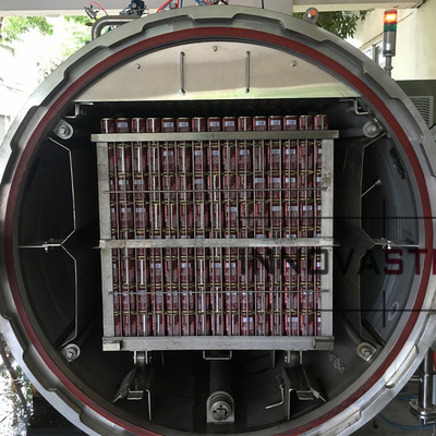 두꺼운 캔식품 살균 기계용 38w 자동 물 침수 회전 리토르트